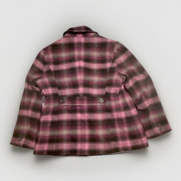 Chadwicks Wool Pea Coat Women Sz 16 Purple Plaid Double Breasted Button Front - Picture 3 of 12
